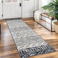 KUTA Moroccan Washable Kitchen Rug - Vintage Black Navy Blue