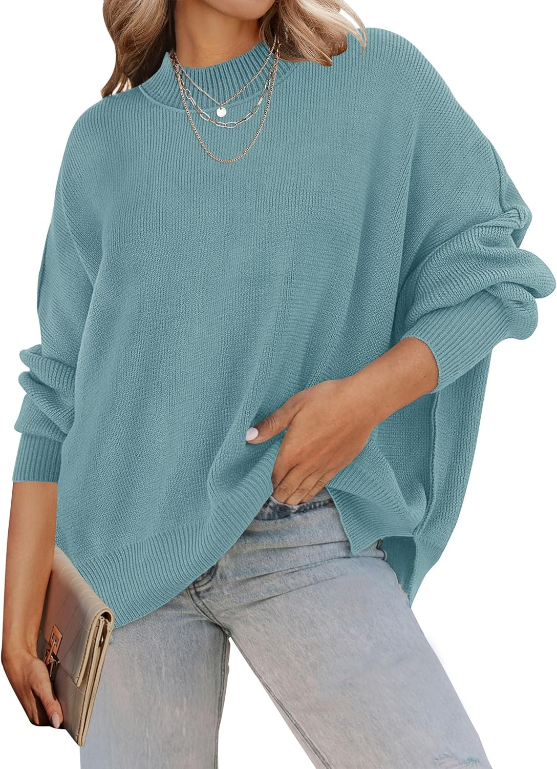 ZESICA Women's Casual Long Sleeve Crew Neck Oversized Sweater