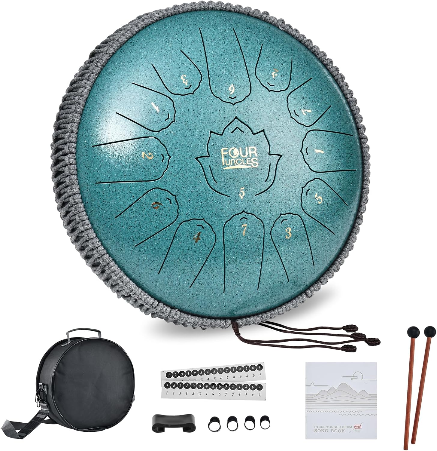 FOUR UNCLES Steel Tongue Drum 12 Inch for Meditation and Joy