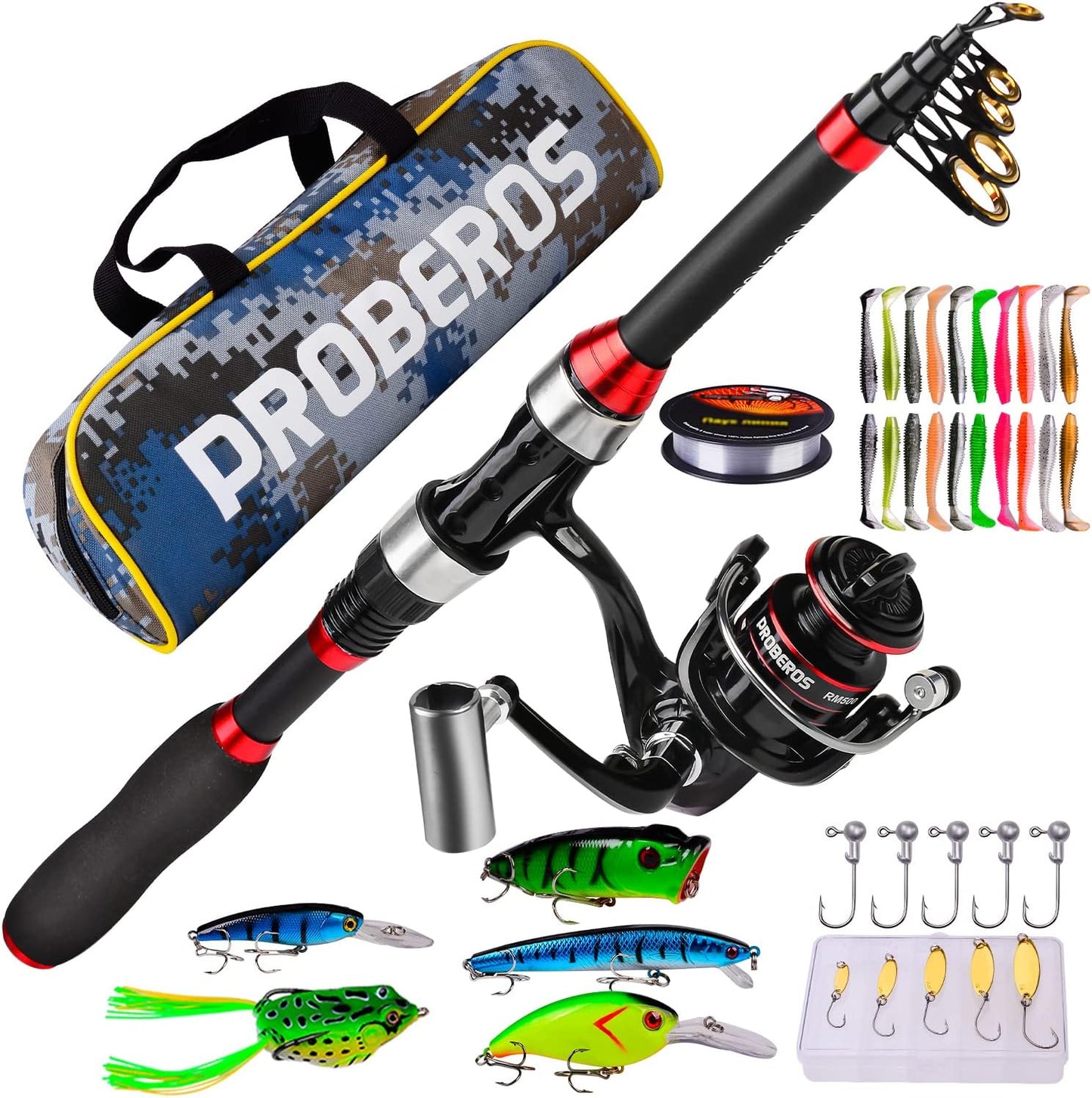 PROBEROS Kids Fishing Pole - Ultimate Portable Fishing Kit