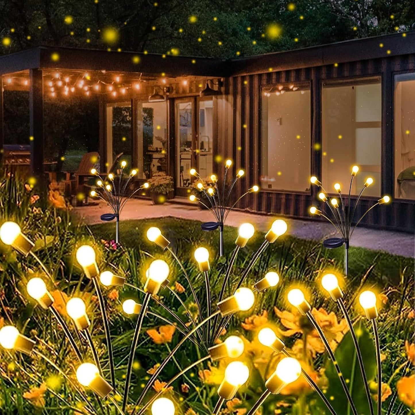Solar Garden Lights - 8 Pack 64LED Firefly Lights for Outdoors