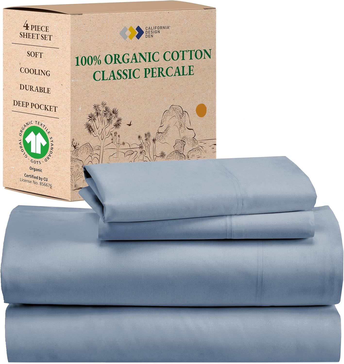 California Design Den Queen Size Bed Sheets - Soft Percale Set