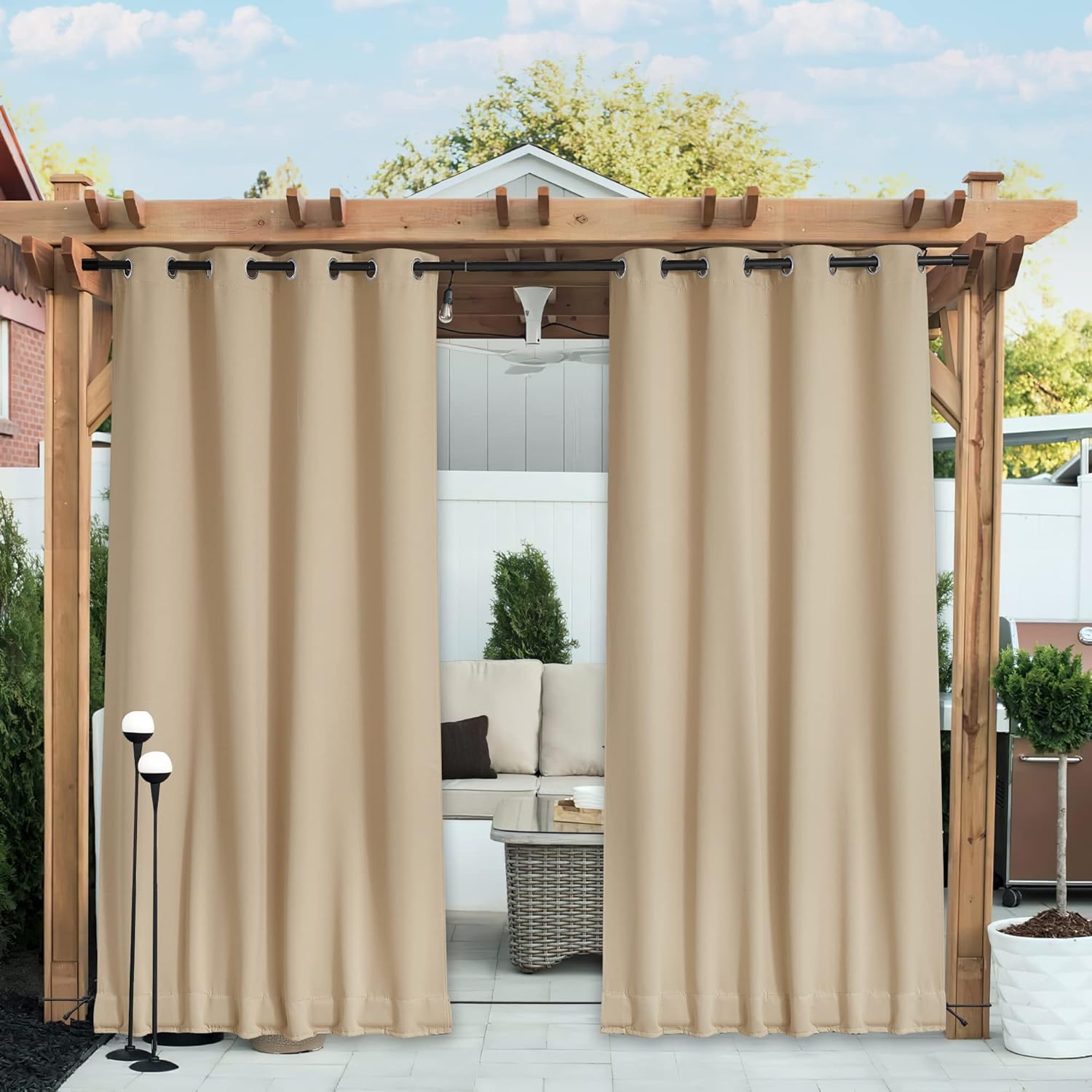 NICETOWN Outdoor Curtains for Patio - Waterproof & Insulated