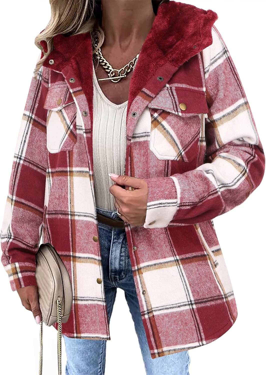Stylish Womens Plaid Shacket Jacket for Fall and Winter Wear