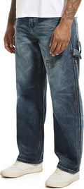Men's Non-Stretch Loose Fit Wide-Leg Baggy Jeans Pants (Style 2FLY)