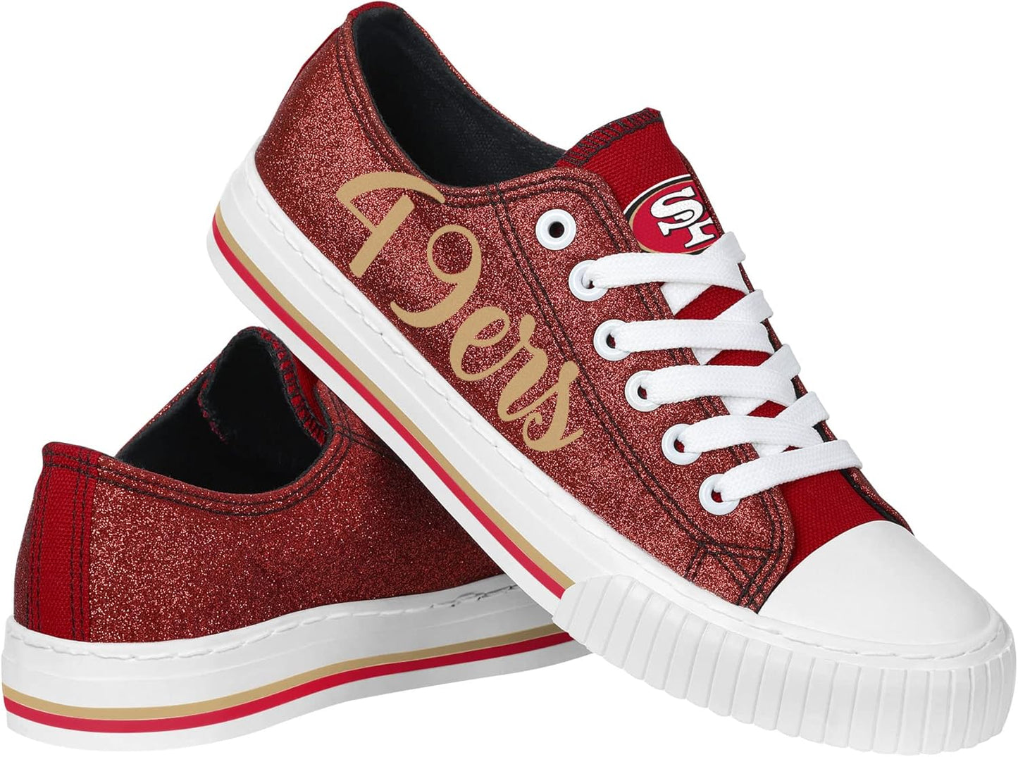FOCO Women's NFL Team Logo Glitter Low Top Canvas Sneakers