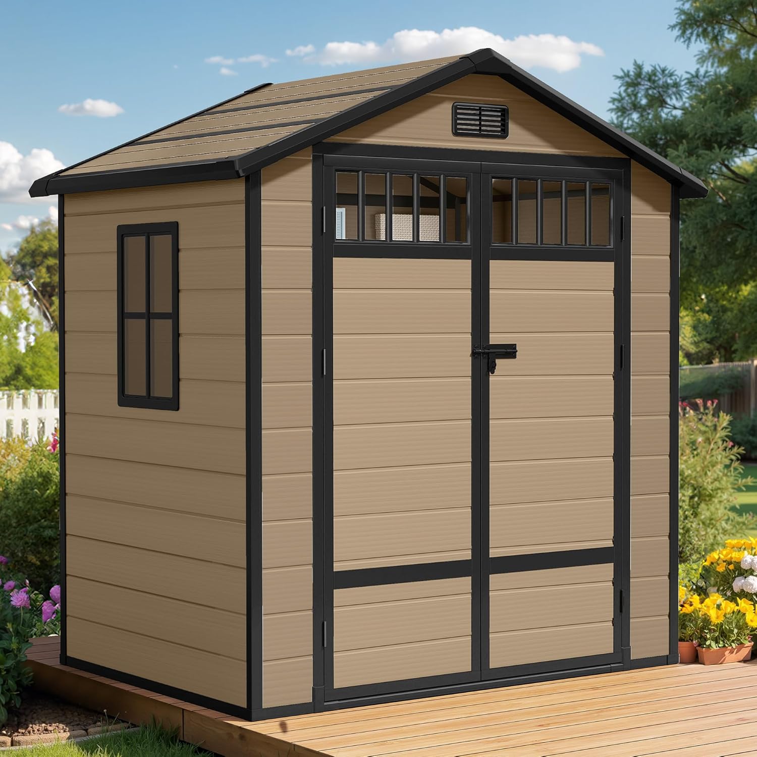 DWVO Plastic Outdoor Storage Shed for All-Weather Use