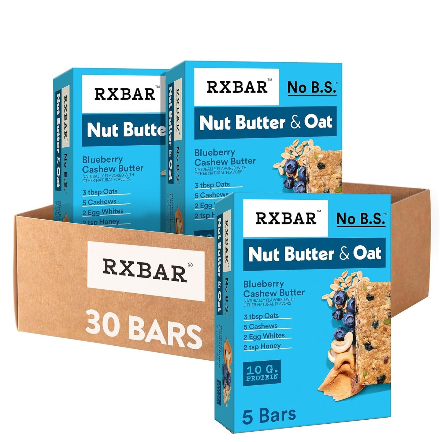 RXBAR Nut Butter and Oat Protein Bars with Blueberry Cashew Flavor