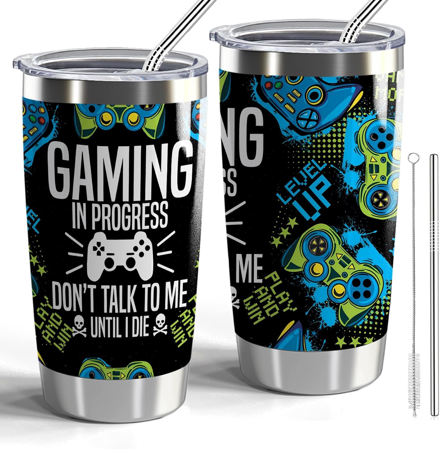 Game On: 20oz Gamer Tumbler with Lid and Straw