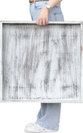 Extra Large Square Ottoman Tray 24 in - Rustic Whitewash Serving Tray