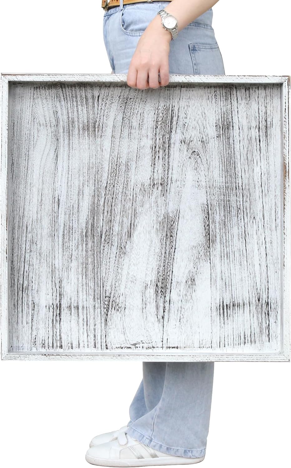Extra Large Square Ottoman Tray for Rustic Farmhouse Decor