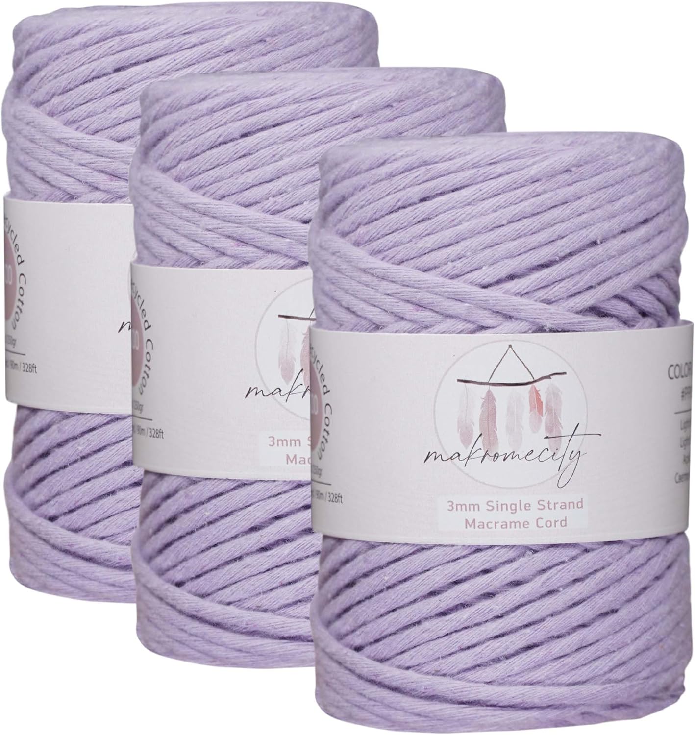 3mm Single Strand Macrame Cord for Art & Crafts - 3 Skeins