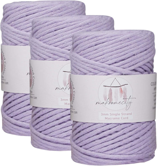 3mm Single Strand Macrame Cord for Art & Crafts - 3 Skeins