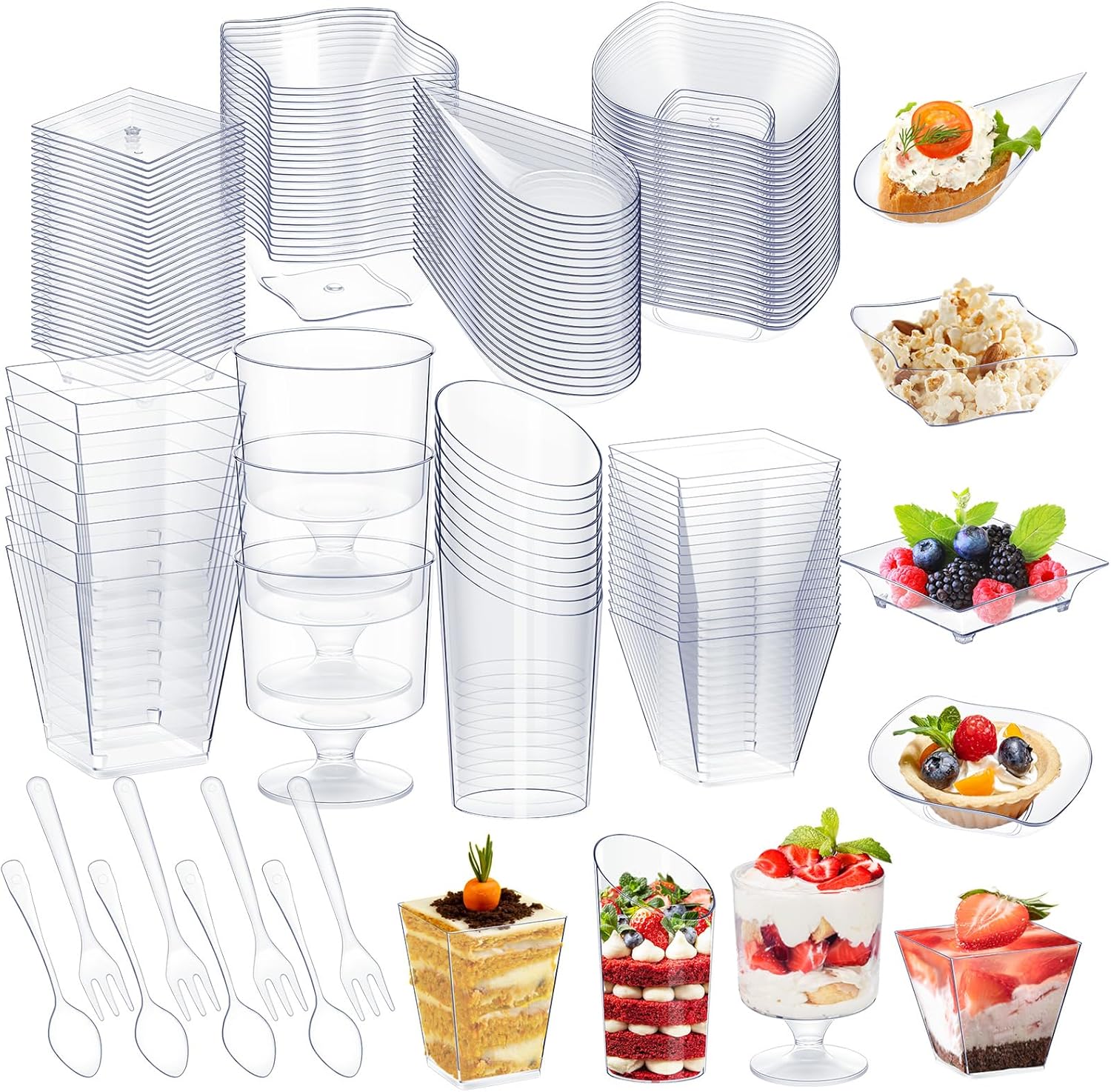 Tessco 400 Pcs Mini Appetizer Plates and Dessert Cups Set