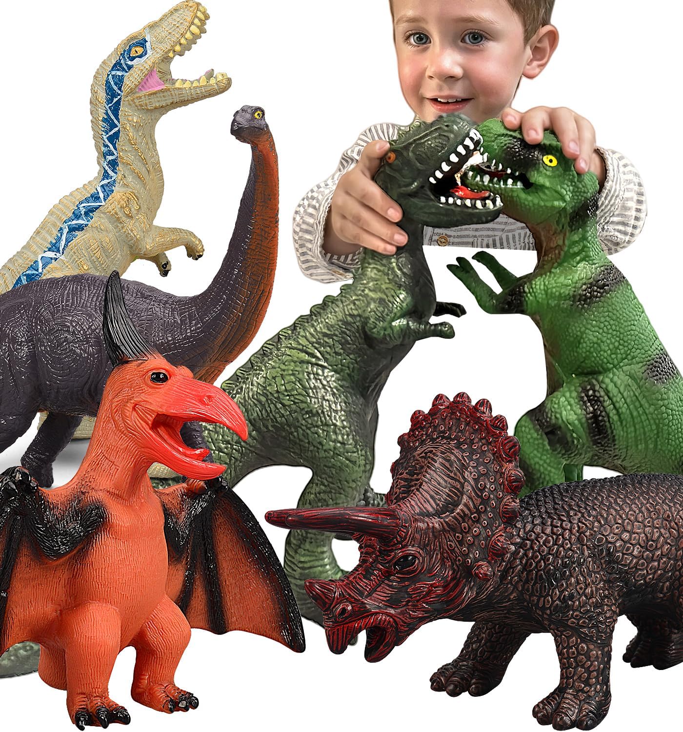 6 Piece Jumbo Dinosaur Toys for Kids - Perfect Birthday Gifts