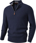 Mens Quarter Zip Pullover Sweater for Men - Fall Knit Texture