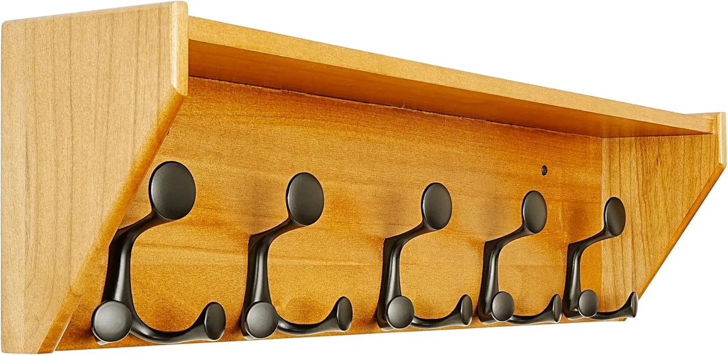 SKOLOO Wall Shelf with Hooks - 24-Inch Coat Rack Organizer