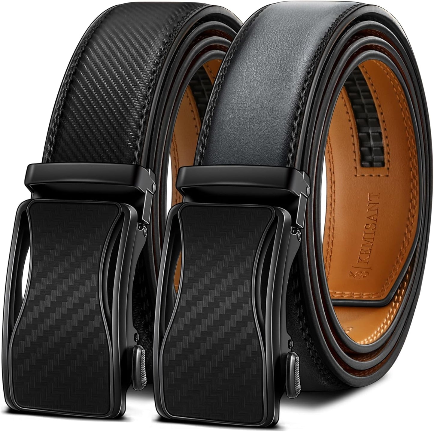 KEMISANT Mens Ratchet Belt - Adjustable Sliding Dress Belt