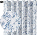 Vangao Blue Blackout Curtains 96 in Length - Thermal Floral Drapes
