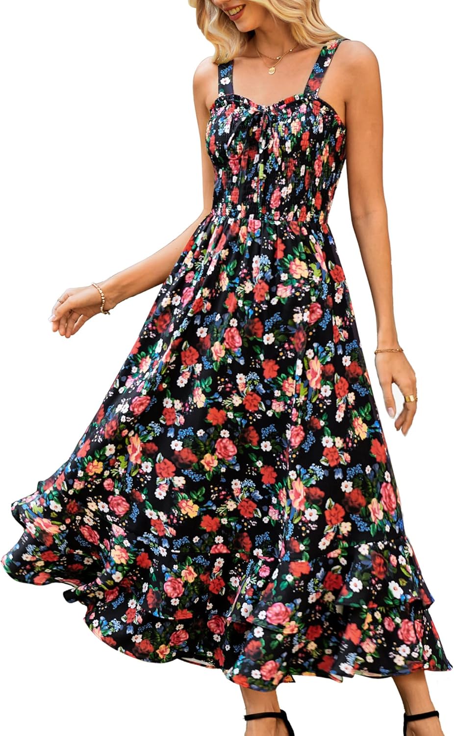 Floral Boho Dress for Women - Summer Maxi Sundress Outfit