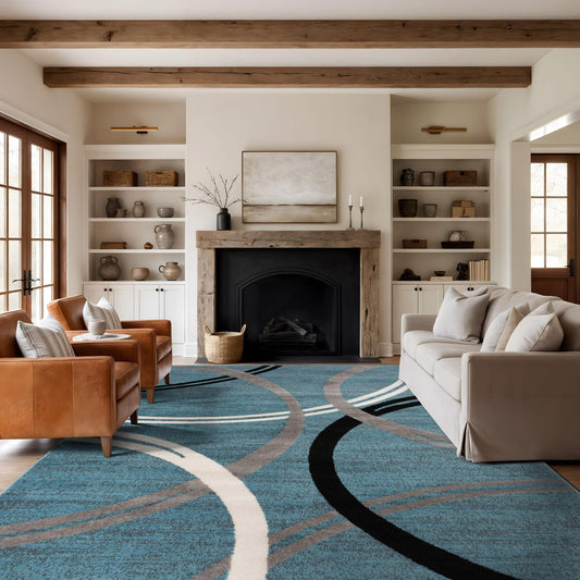 Rugshop Modern Wavy Circles Design Area Rug for Any Space