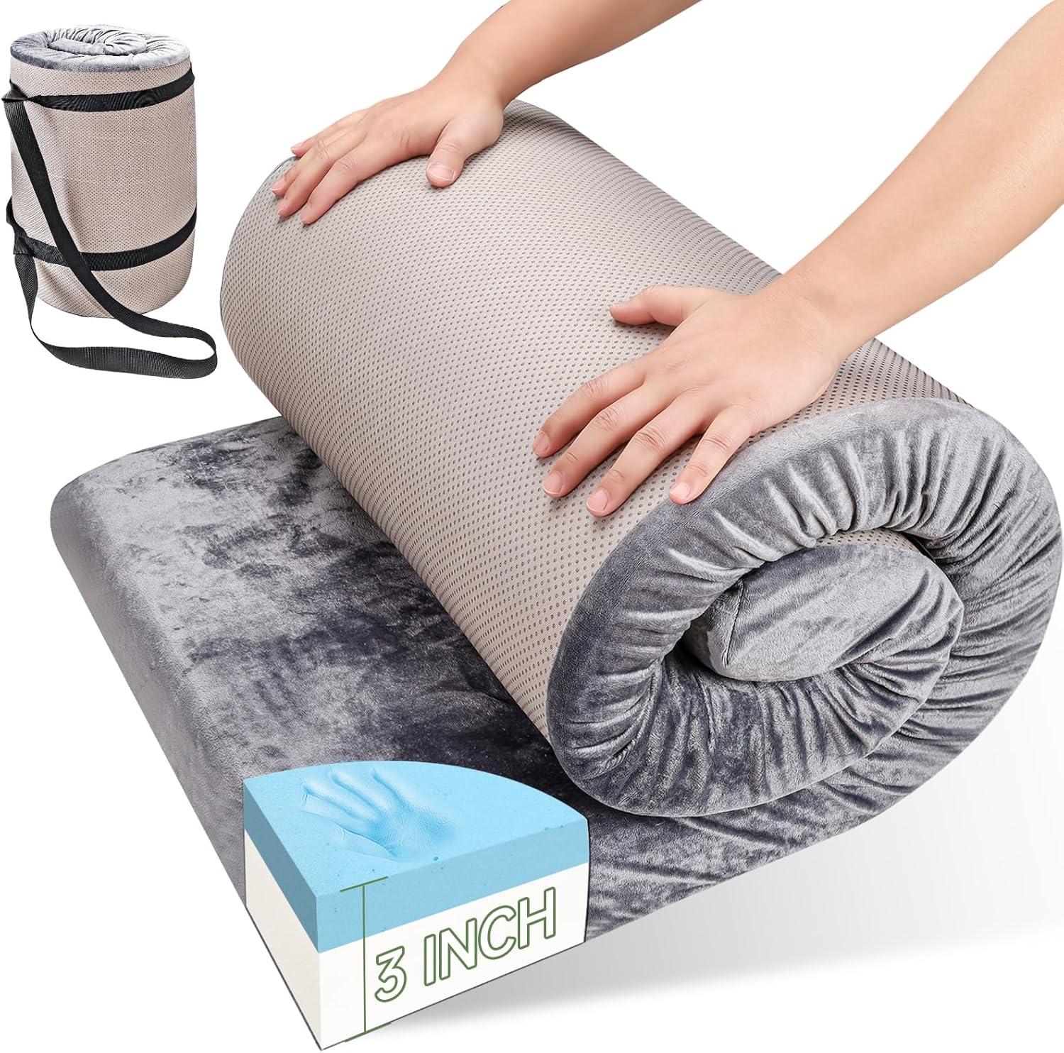 Memory Foam Camping Mattress Pad for Comfortable Sleepovers
