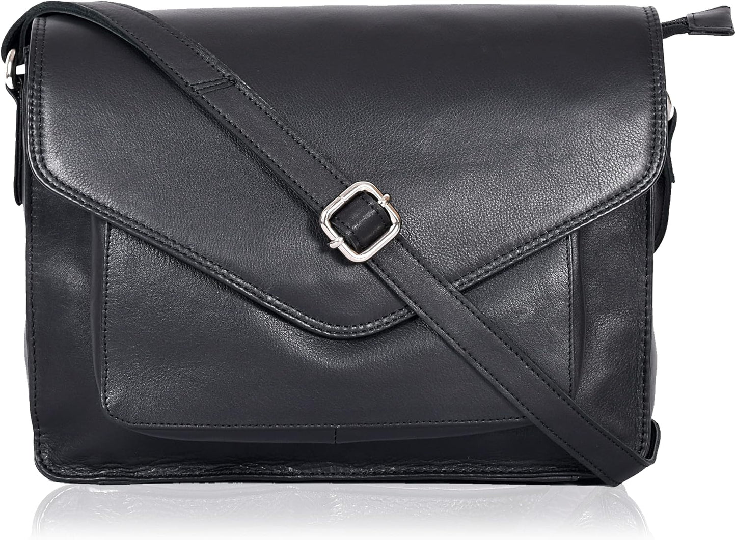 Leather Flapover Crossbody Handbag Purse for Women with Style