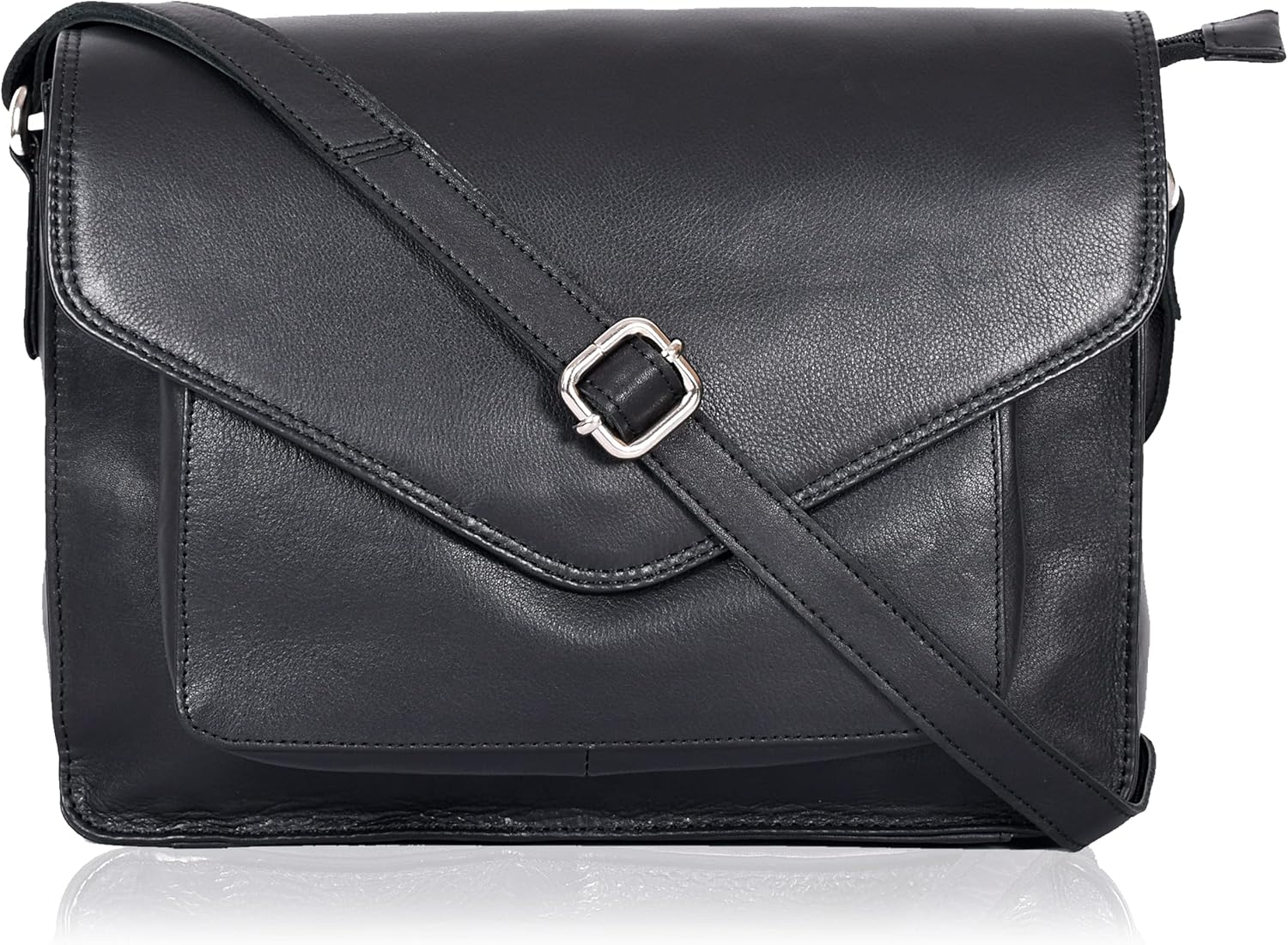Leather Flapover Crossbody Handbag Purse for Women with Style