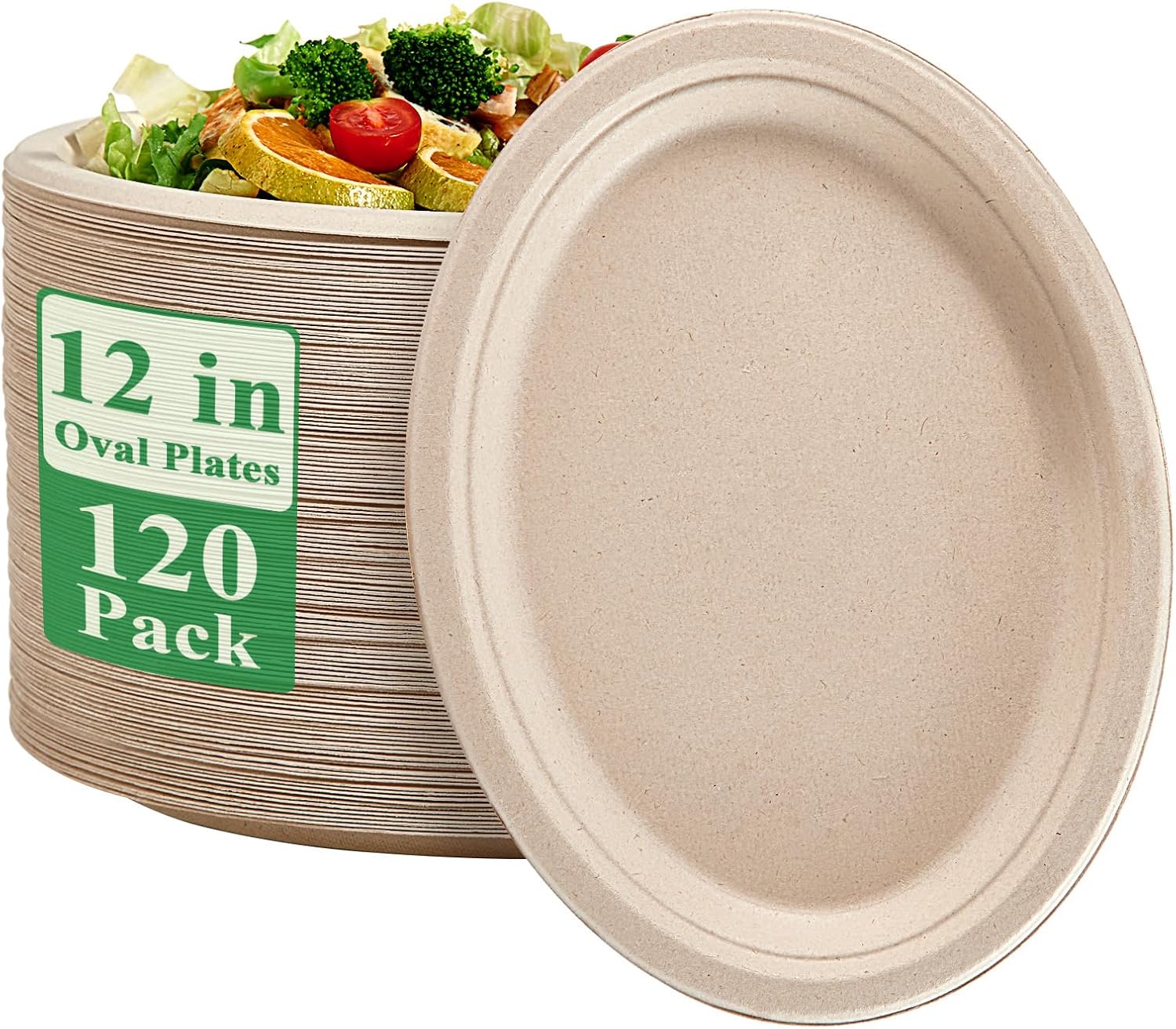 100% Compostable Oval Paper Plates for Eco-Friendly Gatherings
