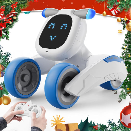 Interactive Voice Control Robot Dog Toy for Kids, LED Light, Sing & Dance - Rechargeable - Blue