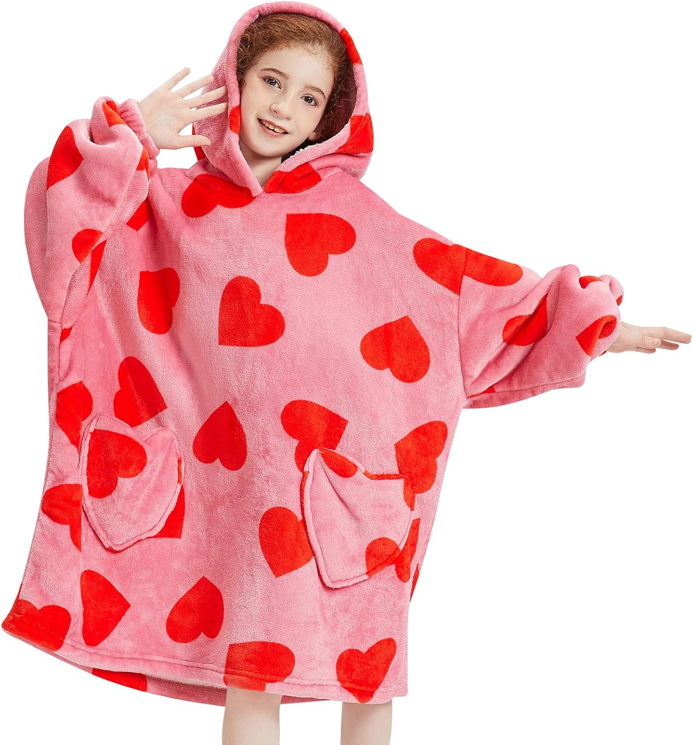 Fiosnow Love Print Oversize Kids Hoodie Blanket