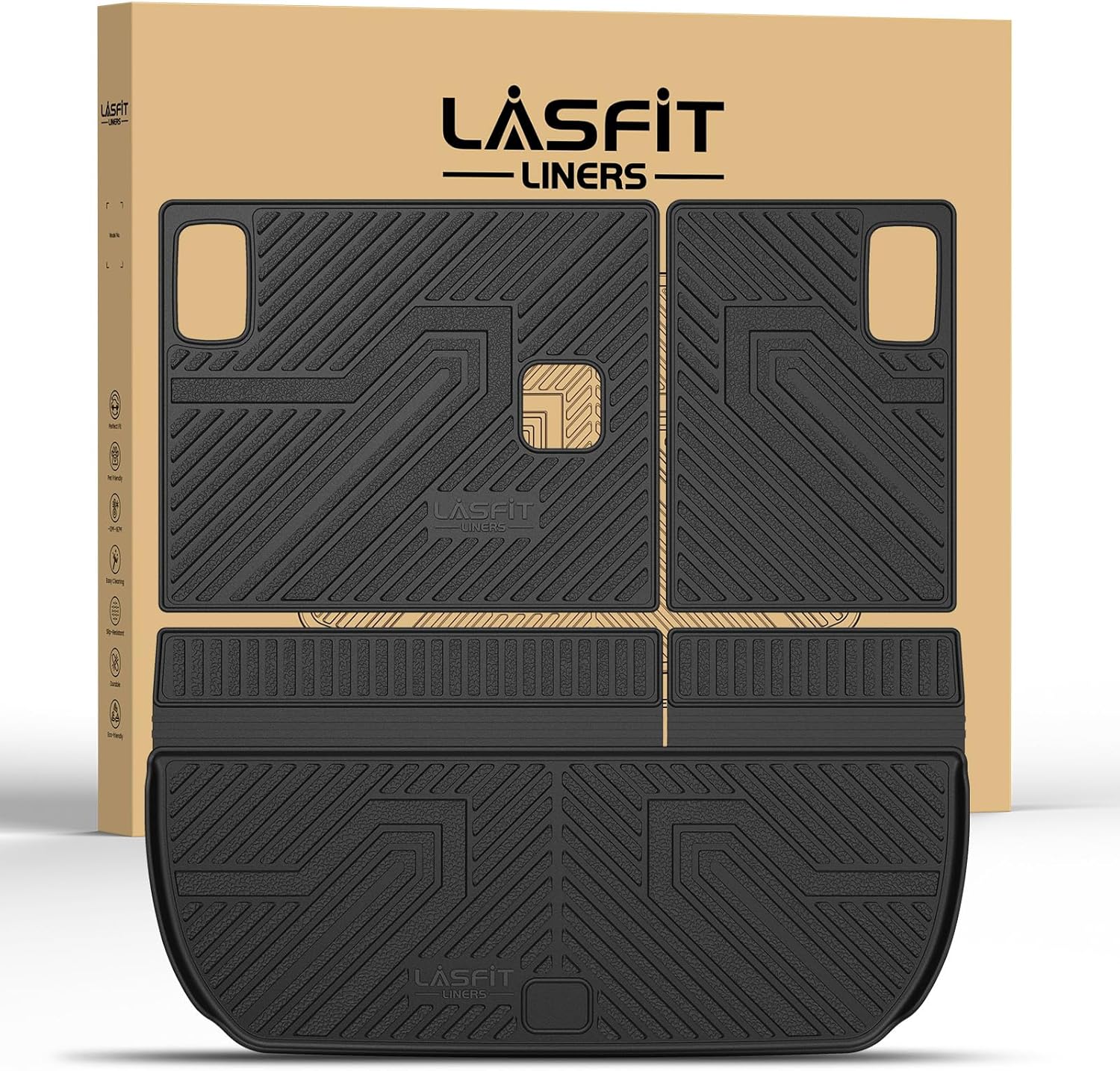 LASFIT Trunk Mat with Backrest for Chevy Traverse & Buick Enclave