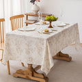 Floral Linen 55 x 120 in Oval Tablecloth - Farmhouse Linen Table Cover