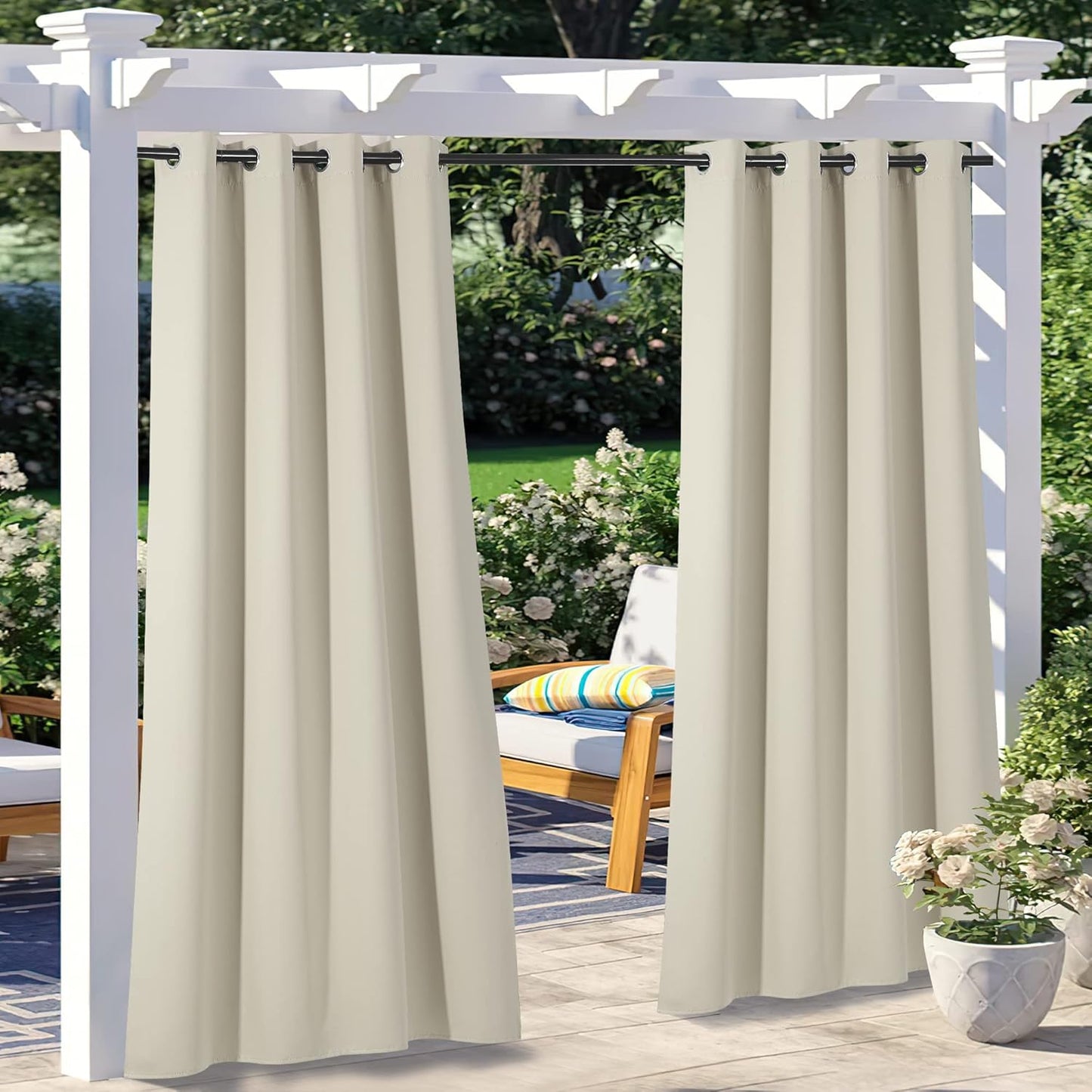 NICETOWN Outdoor Curtains for Patio Waterproof Privacy 108in