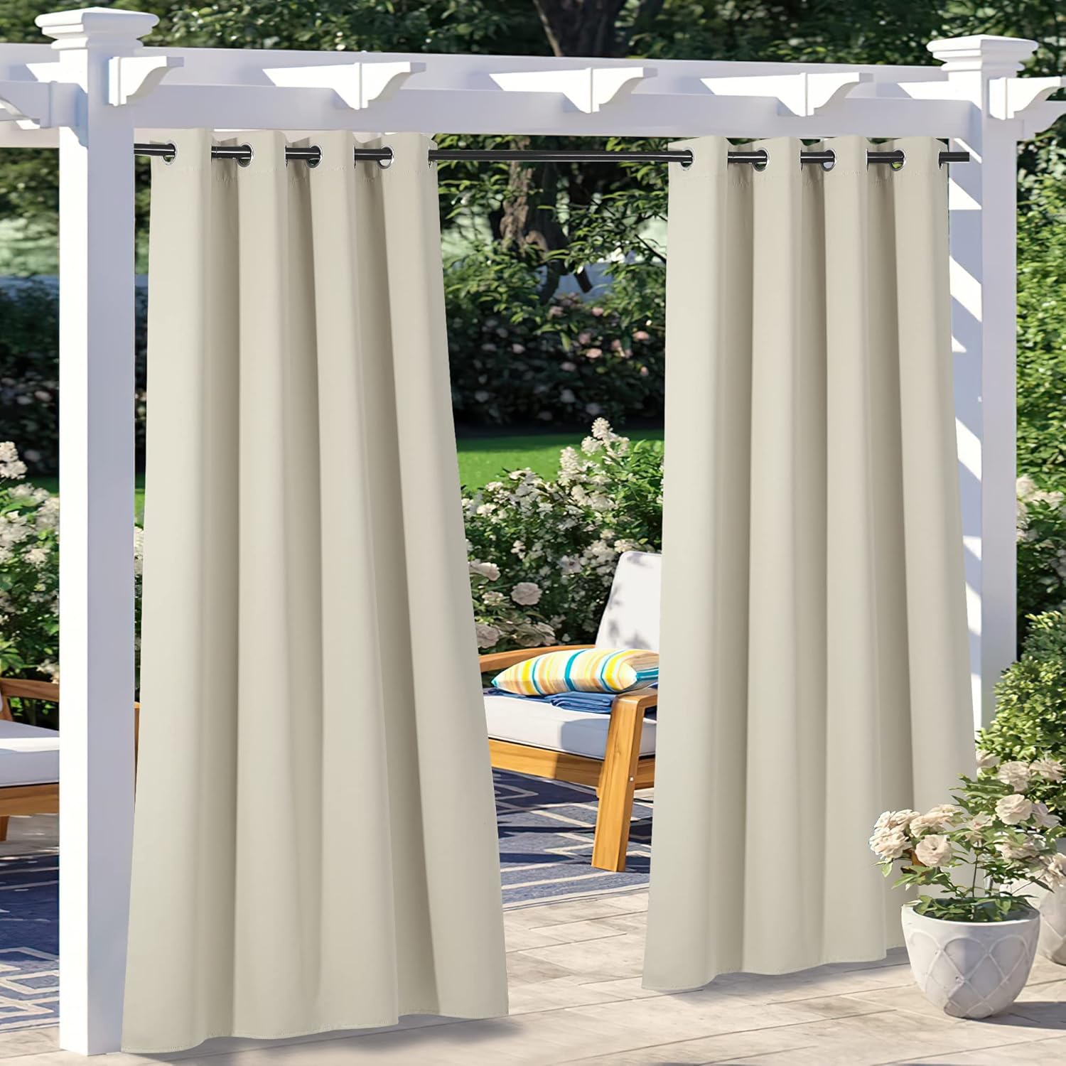 NICETOWN Outdoor Curtains for Patio Waterproof Privacy 108in