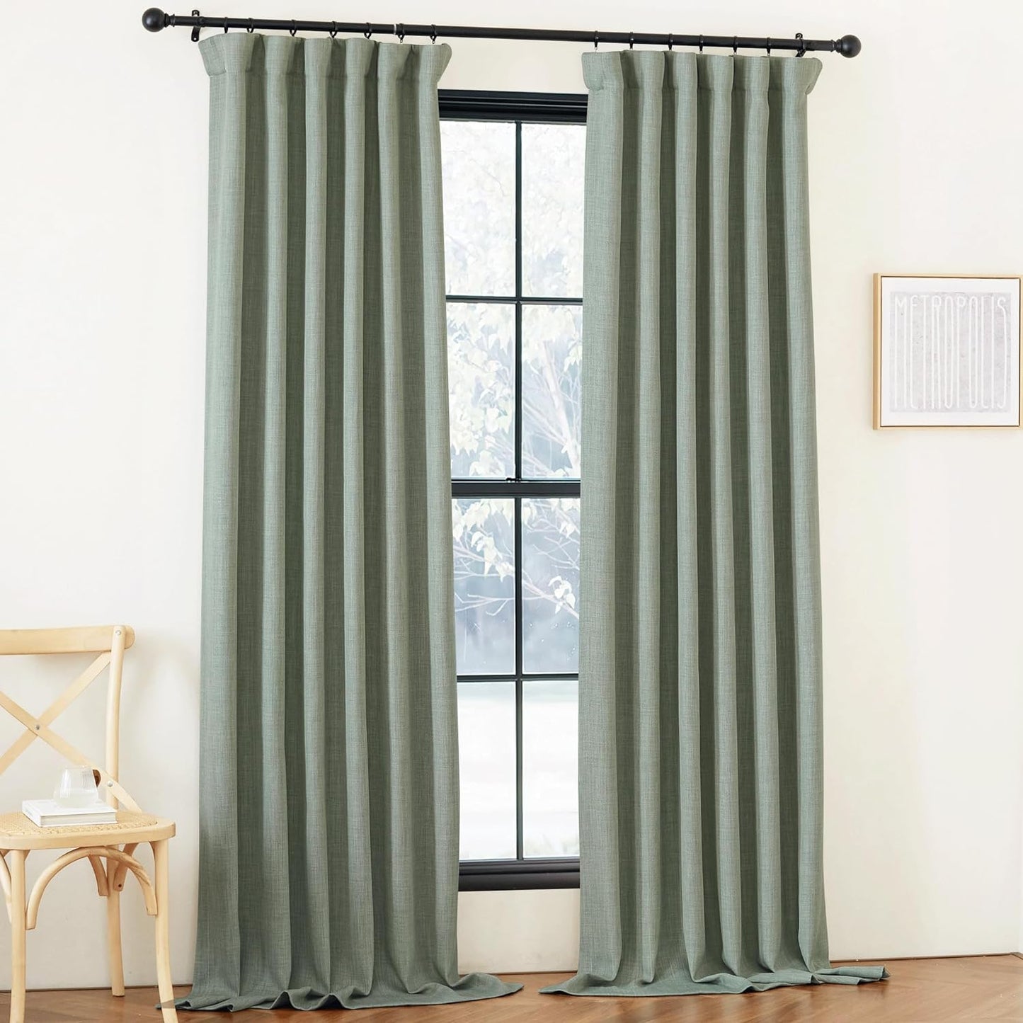 NICETOWN Sage Green Room Darkening Curtains - 2 Panels, W50 x L96