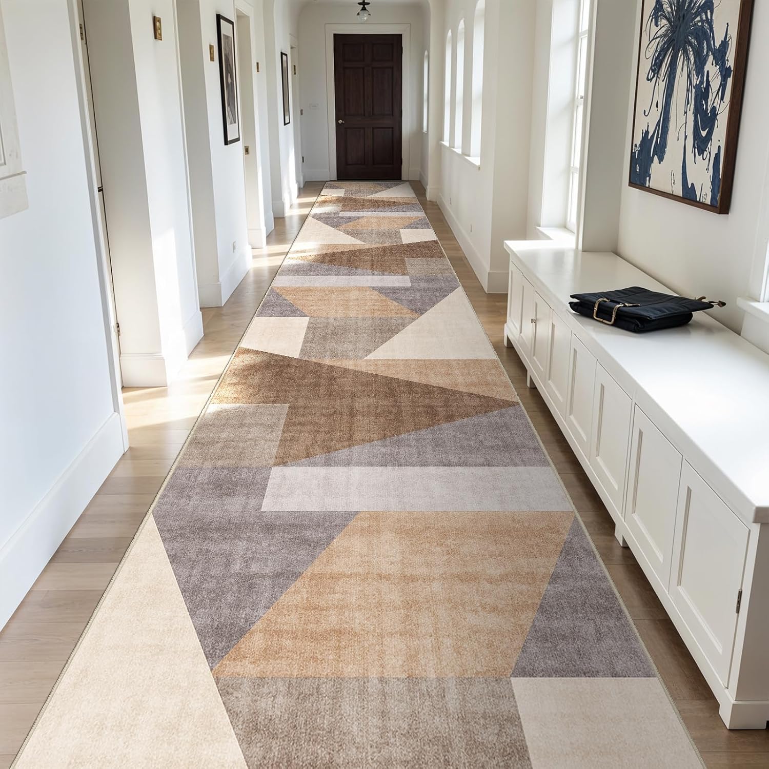 Runner Rug Non Slip Hallway: Modern Durable Long Carpet