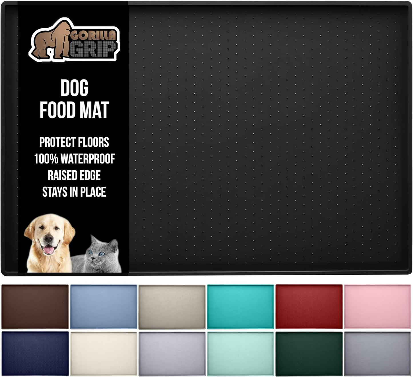 GORILLA GRIP Waterproof Raised Edge Silicone Pet Feeding Mat