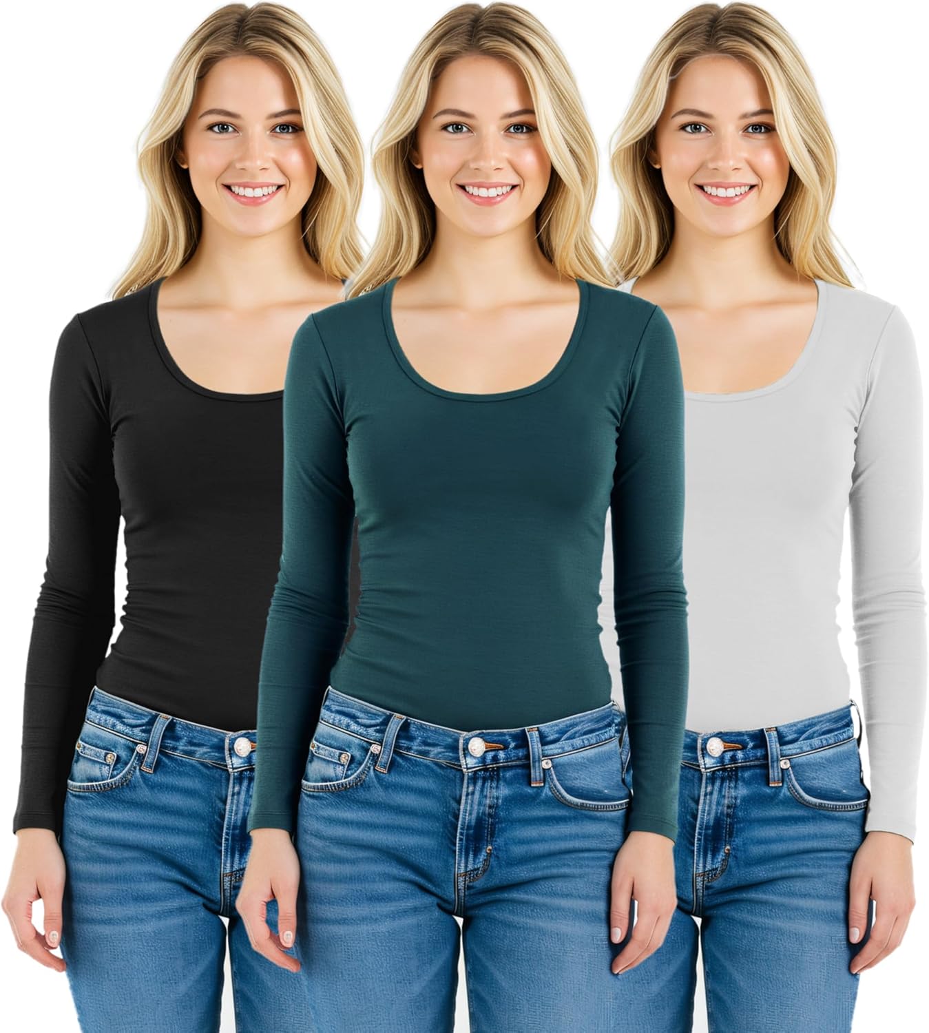 Emmalise Women's Basic Athletic Fit Long Sleeve Tee for Comfort