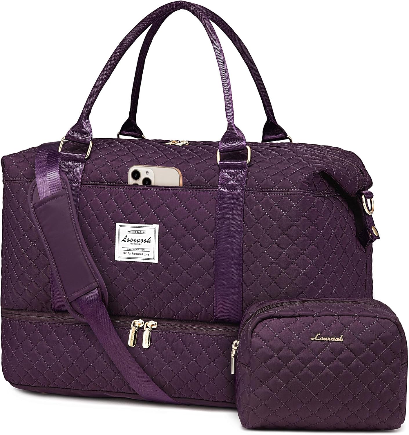 LOVEVOOK Travel Duffle Bag with Shoe Compartment for Women