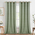Boho Curtains for Living Room - Sage Green Linen Blend Drapes