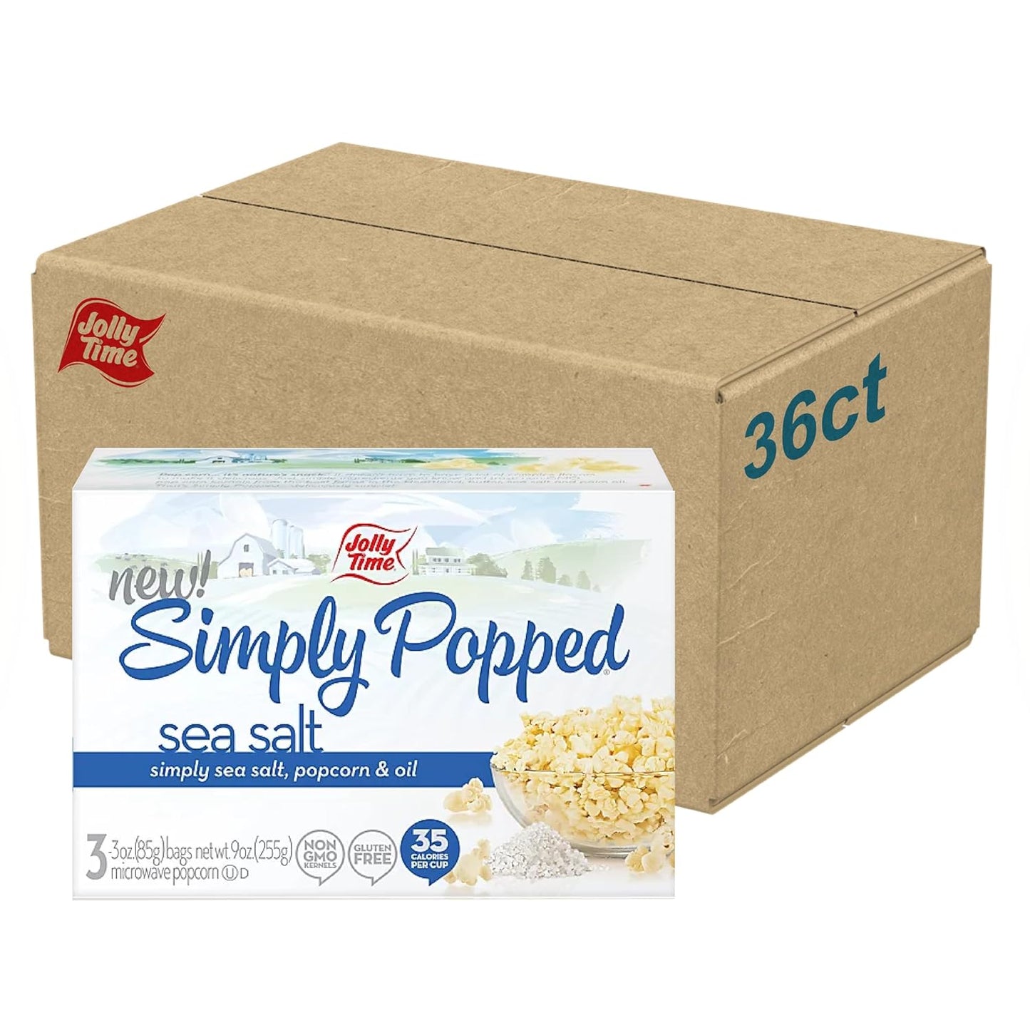 Jolly Time Simply Popped Vegan Microwave Popcorn - 36 Bags