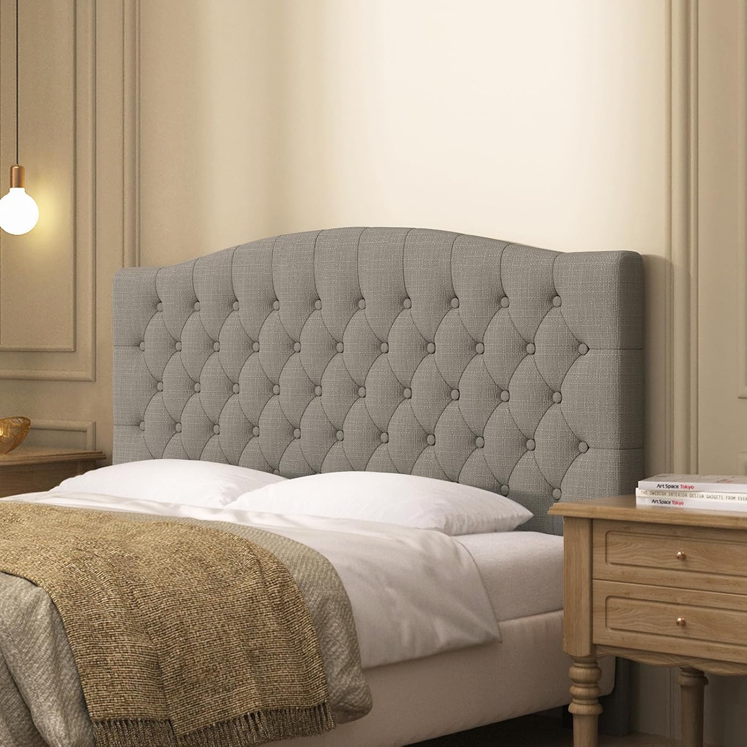 Linen Upholstered Headboard Queen/Full Size for Modern Bedrooms