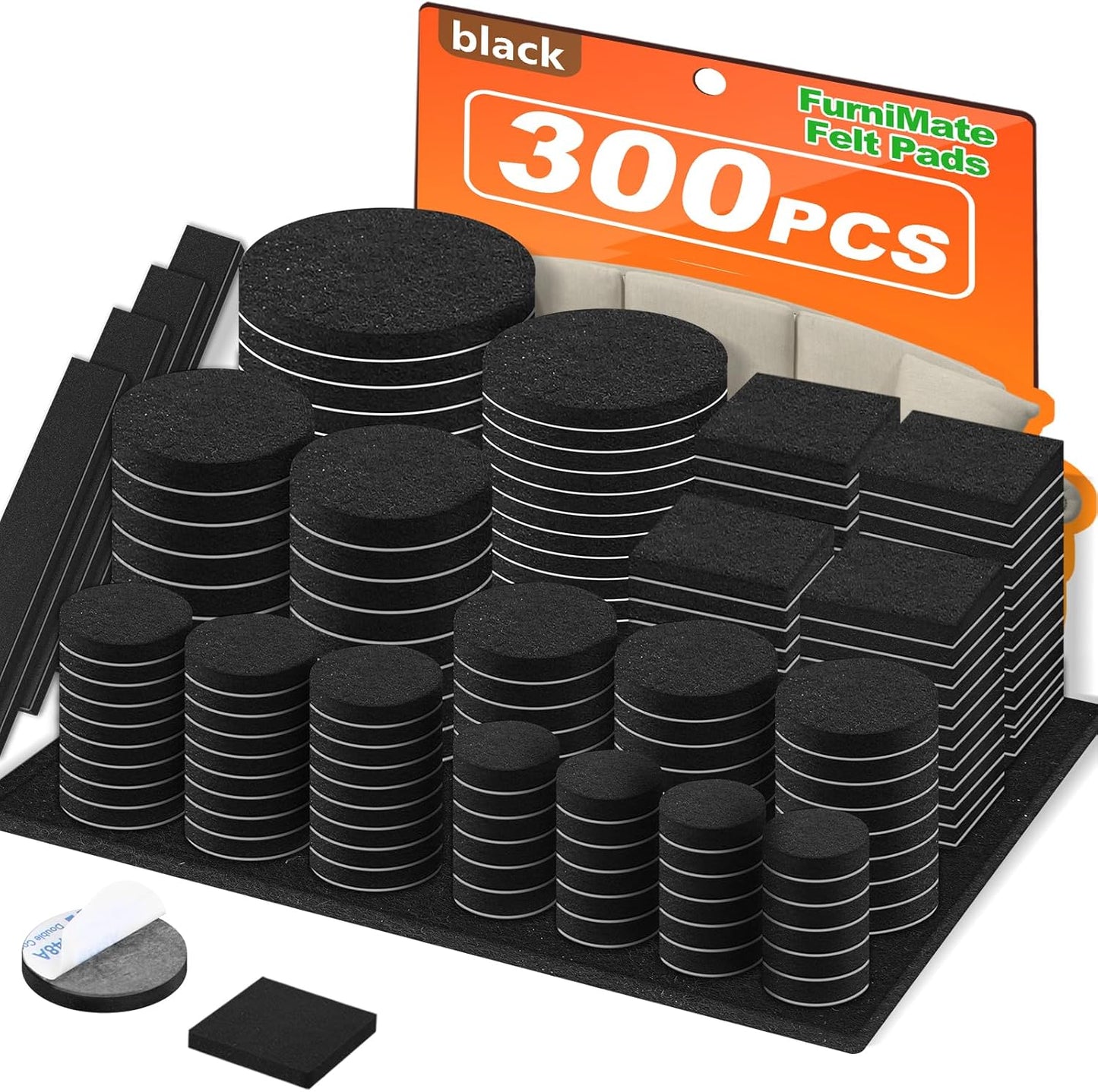 FURNIMATE Furniture Pads: 300pc Hardwood Floor Protection