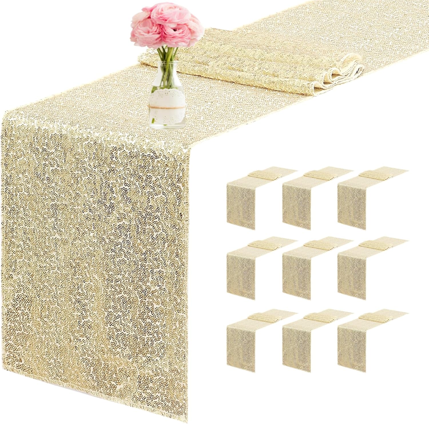 10 Packs 12 x 72 inches Sequin Table Runner for Events