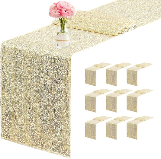 10 Packs 12 x 72 inches Sequin Table Runner for Events