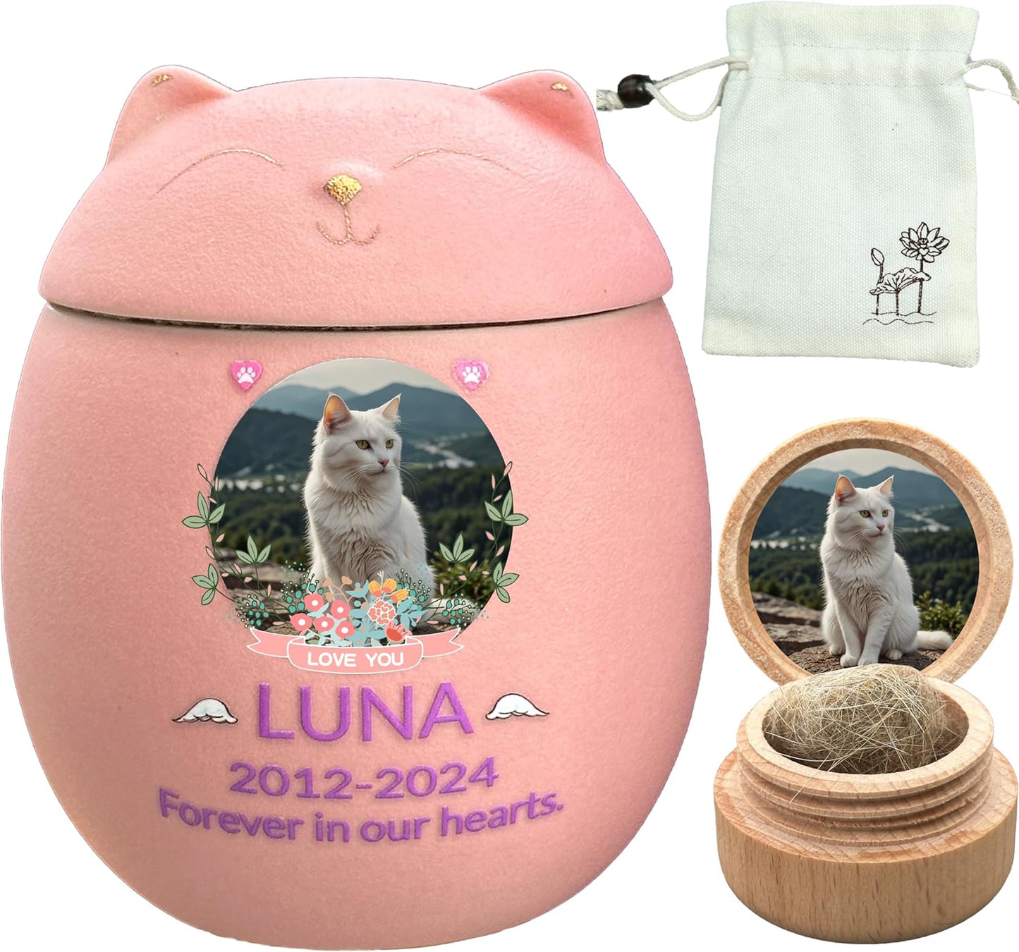 Custom Cat Urn for Ashes - Personalized Ceramic Pet Urn