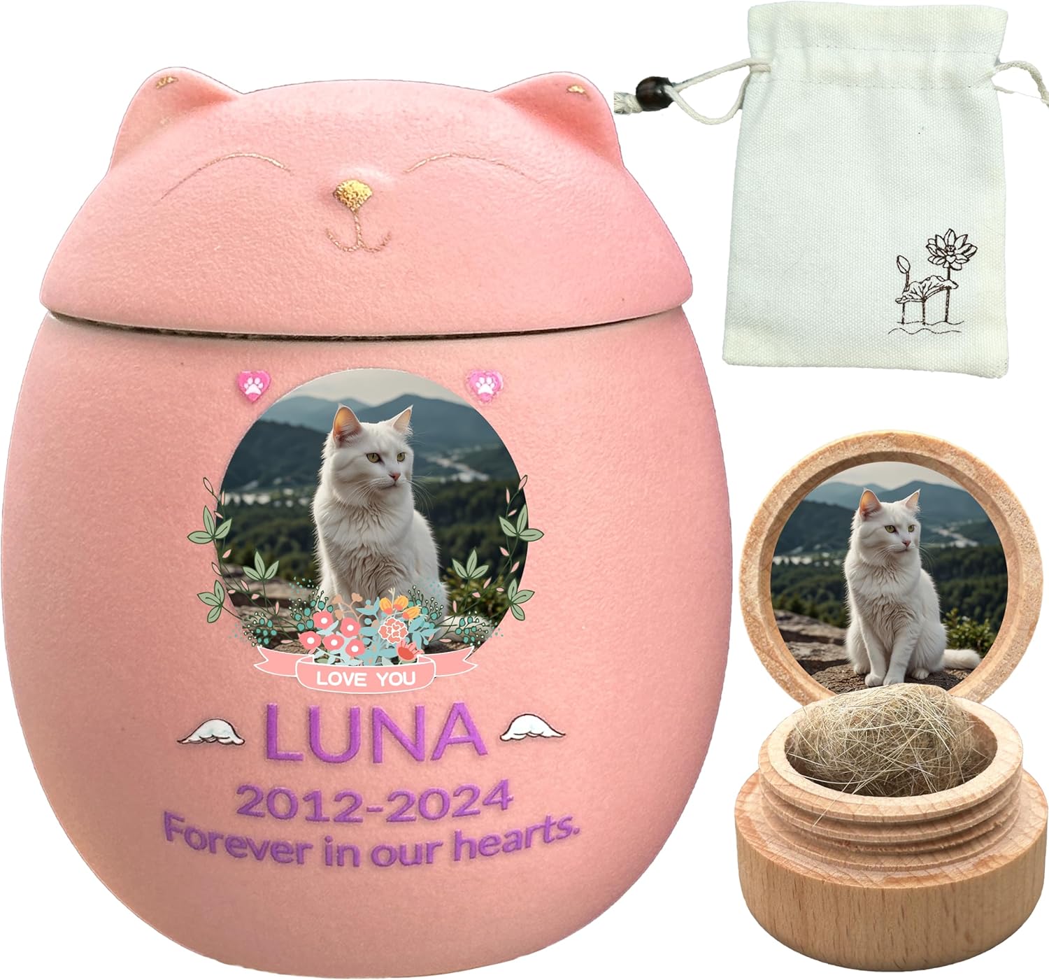 Custom Cat Urn for Ashes - Personalized Ceramic Pet Urn
