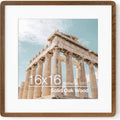 16x16 Solid Oak Wood Square Frame matted for 12x12 - Walnut