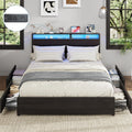 Full Size Bed Frame with Headboard and LED Lights - 4 Drawers